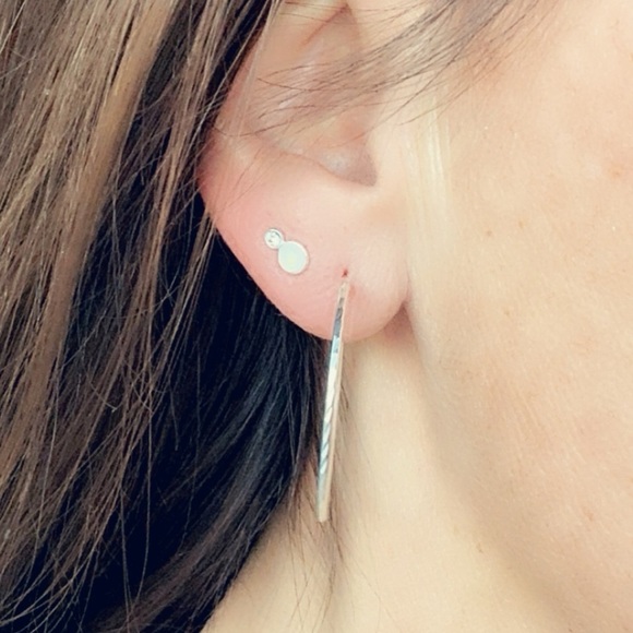 Sterling Silver Crystal and Opal Tiny Stud Earrings - Picture 6 of 9